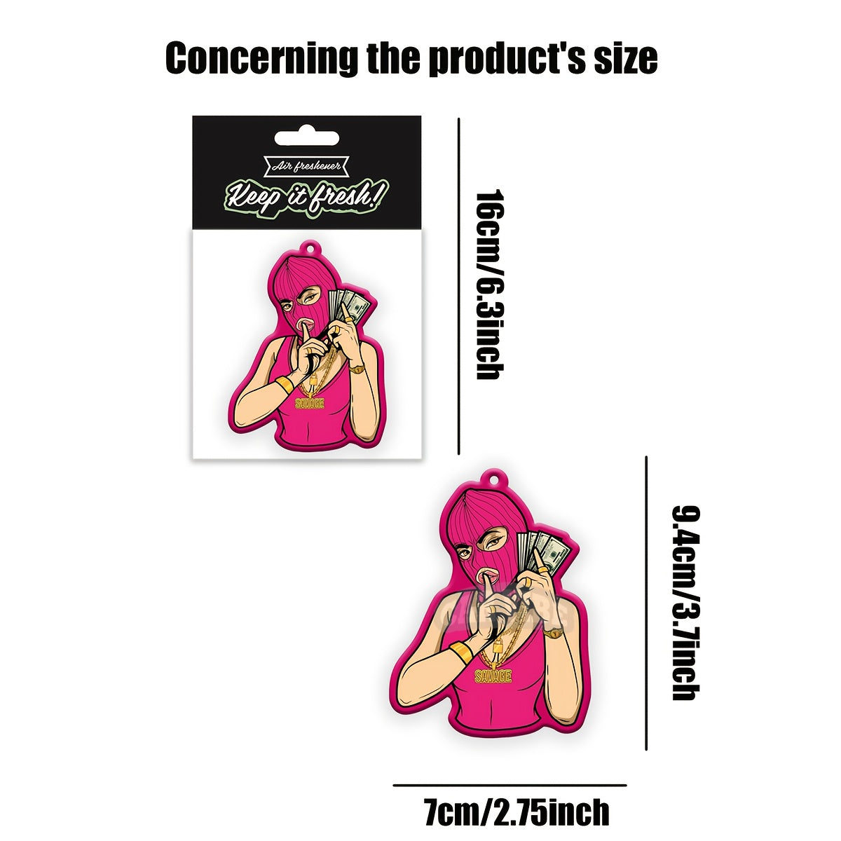 PINK ART GIRL Savage Gangsta Style Car Air Freshener - Hanging Rearview Mirror Scented Tablet, Cool Automotive Decor, Paper-Based Vehicle Fragrance, No Effect, No Alcohol, Ideal Gift for Friends, Car Air Freshener Hanging Dec