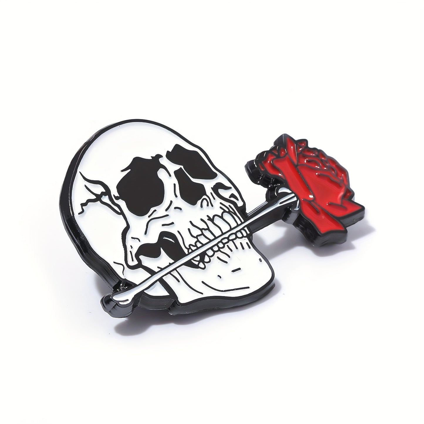 Skull with Rose Halloween Brooch - Zinc Alloy, Minimalist Style Fashion Accessory for Men, Creative, Party Gift