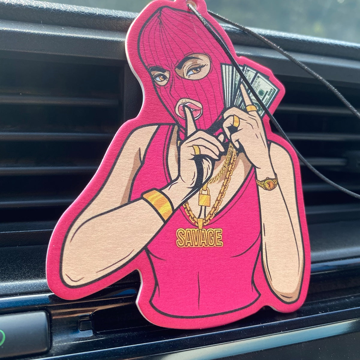 PINK ART GIRL Savage Gangsta Style Car Air Freshener - Hanging Rearview Mirror Scented Tablet, Cool Automotive Decor, Paper-Based Vehicle Fragrance, No Effect, No Alcohol, Ideal Gift for Friends, Car Air Freshener Hanging Dec