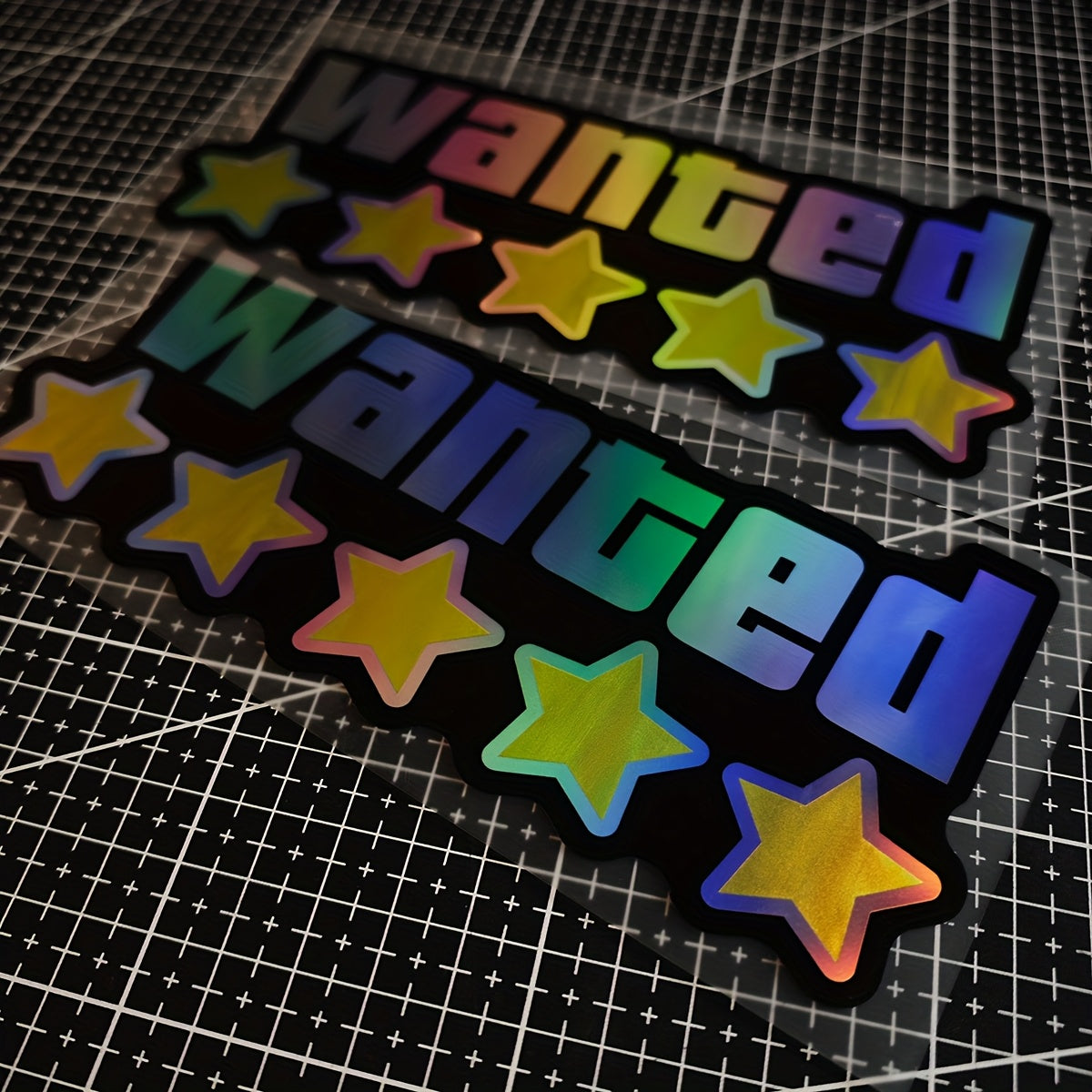 1pc Wanted Waterproof Vinyl Decal Limited Edition Five-Star WANTED Laser-Cut Window and Bumper Sticker Set
