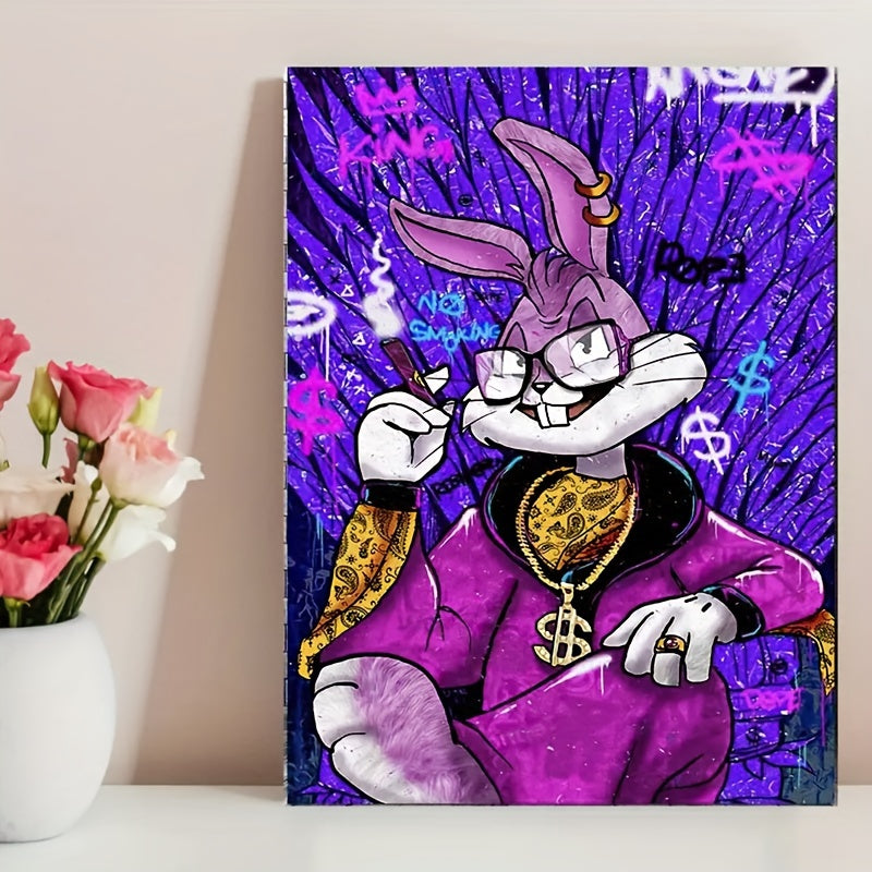 1pc Art Canvas Print Poster, Rich Rabbit Anime Canvas Wall Art, Artwork Wall Painting For Bathroom Bedroom Office Living Room Wall Decor, Home Decoration, No Frame