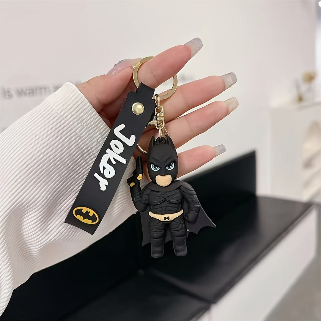 Warner Bros Batman Joker Character Keychain, Creative PVC Soft Keychain for Car Key Bag Ornaments Decoration Party Gift Women Daily Use