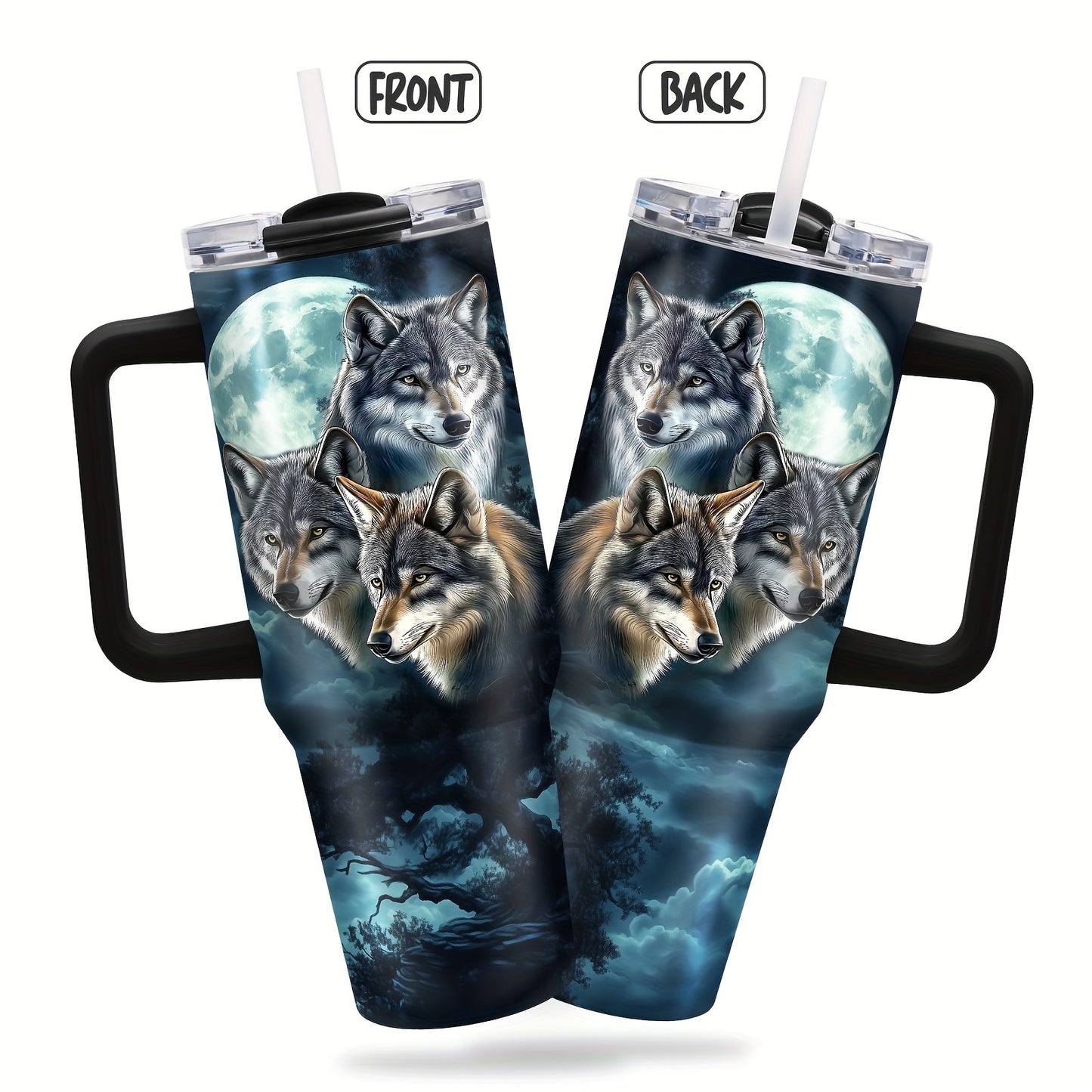 1pc 40oz Coffee Cup Wolf, Wolf Tumbler, Wolf Gifts for Men and Women, Wolf Coffee Cup Travel Mug, Wolf Lovers Gift, Wolves Gifts, Cool Wolf Stuff/Decor/Merch, Double Wall Insulated Tumbler, Car cup, outdoor travel cup, Christ