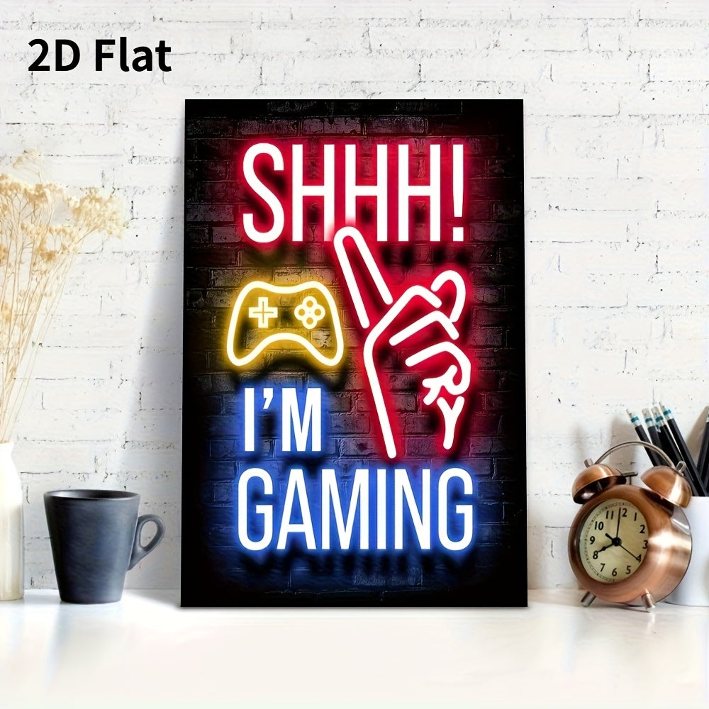 1pc Neon Gaming Poster Canvas Art for Esports Room, Game Hall, And Boys' Bedroom Wall Decoration