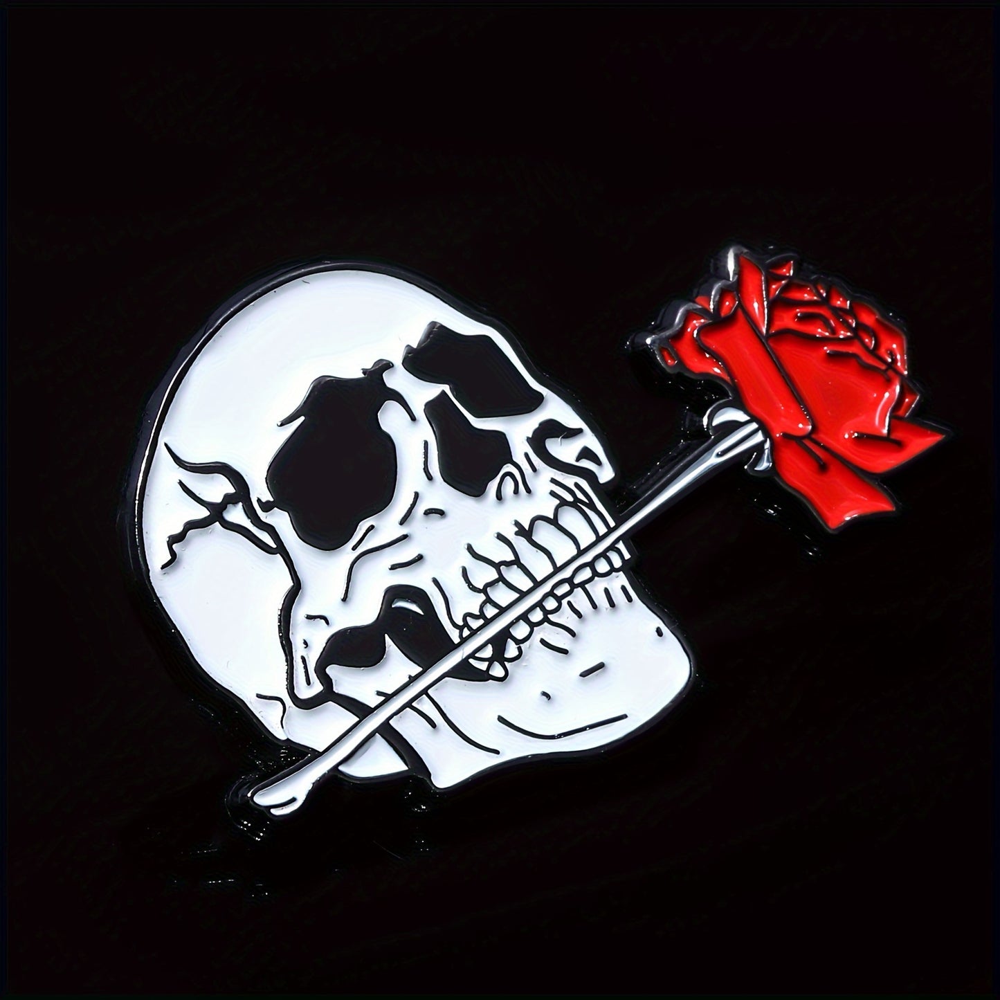 Skull with Rose Halloween Brooch - Zinc Alloy, Minimalist Style Fashion Accessory for Men, Creative, Party Gift