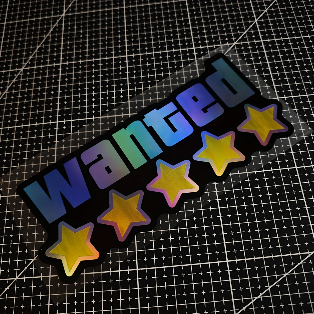 1pc Wanted Waterproof Vinyl Decal Limited Edition Five-Star WANTED Laser-Cut Window and Bumper Sticker Set