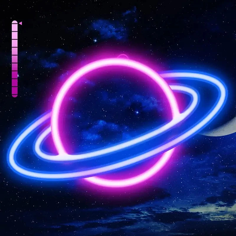 neon planet wall art