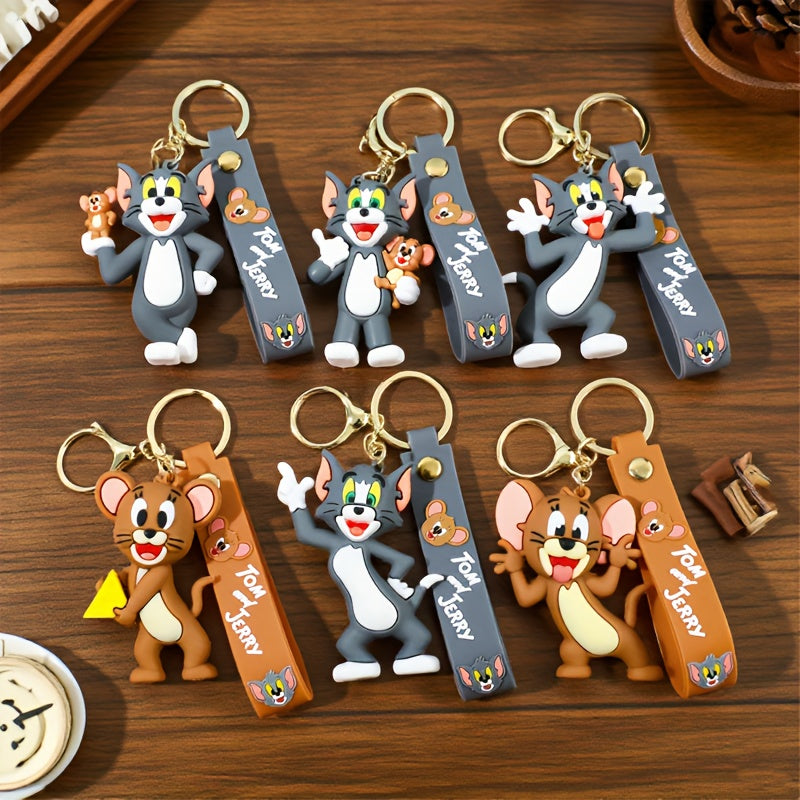 Cartoon cute cat and mouse keychain, cartoon design, cute backpack ornament, car decoration accessories, cute decorations, cat and mouse keychain with vivid design, ideal gift for all occasions