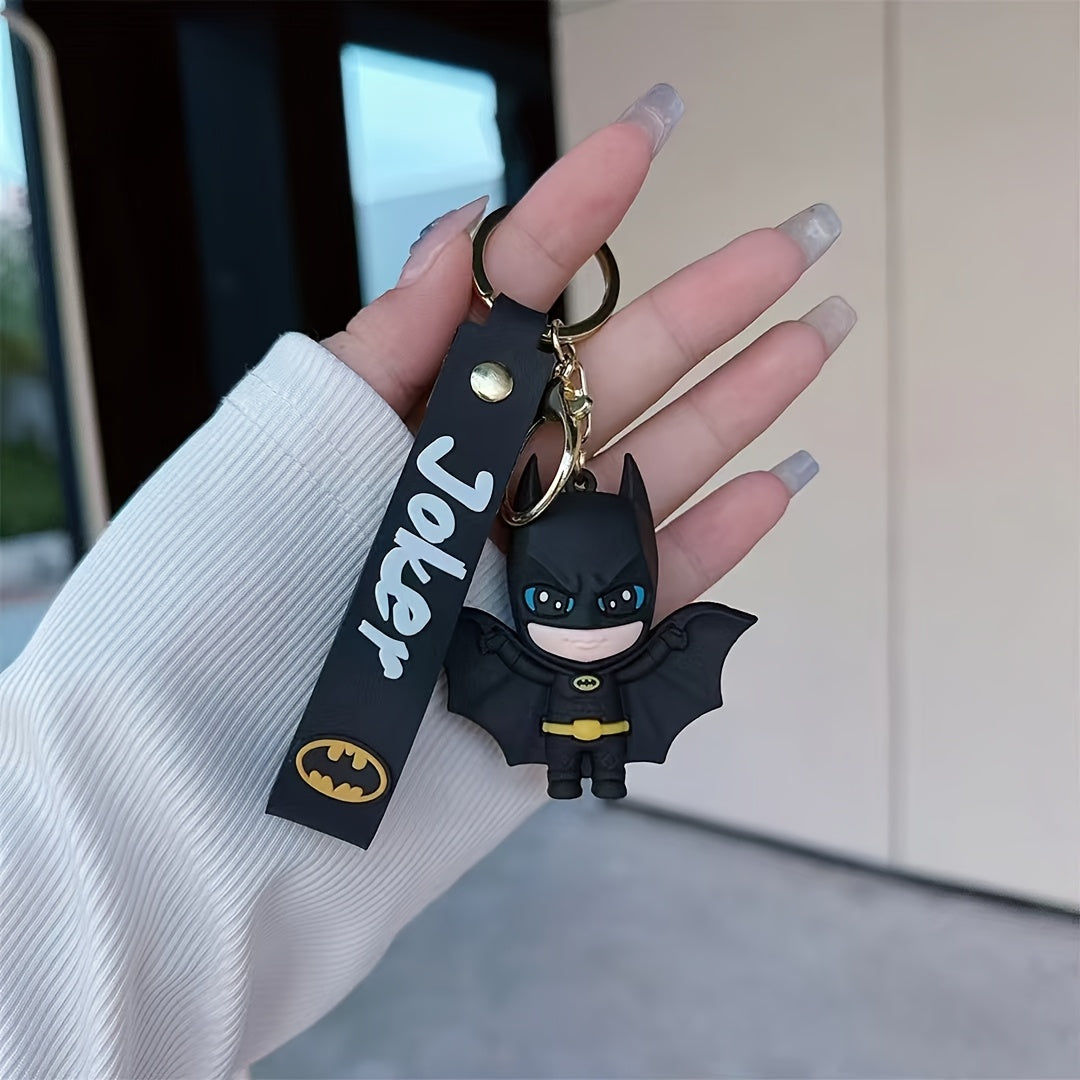 Warner Bros Batman Joker Character Keychain, Creative PVC Soft Keychain for Car Key Bag Ornaments Decoration Party Gift Women Daily Use