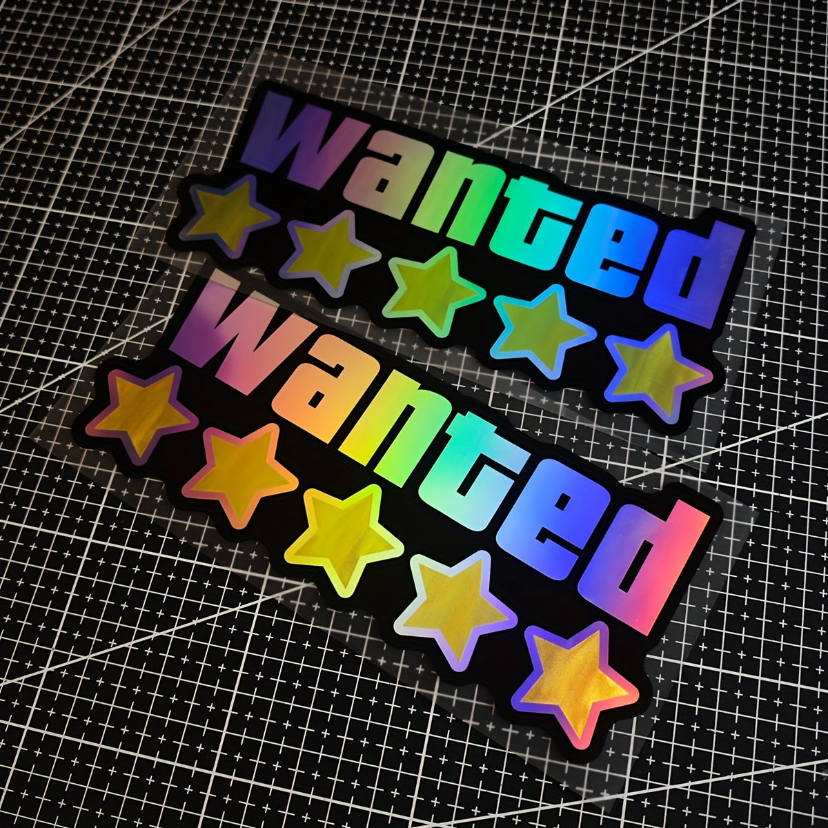 1pc Wanted Waterproof Vinyl Decal Limited Edition Five-Star WANTED Laser-Cut Window and Bumper Sticker Set