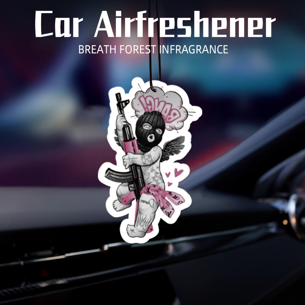 Masked Angel Car Air Freshener, Hanging Rearview Mirror Car Fragrance Pendant, In-Car Freshener Pendant, Paper Car Air Freshener Pendant, Suitable for All Models, A Perfect Owner'S Gift for Friends