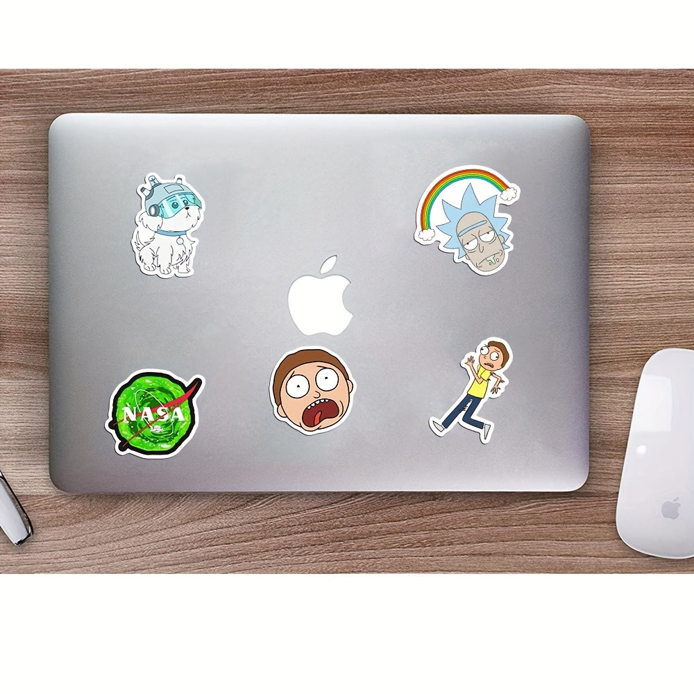 50pcs Rick and Morty Themed Self-Adhesive Stickers, Suitable for Computers, Water Bottles, Instruments, Suitcase Decals, Holiday Party Decorations, Perfect Gift for Friends
