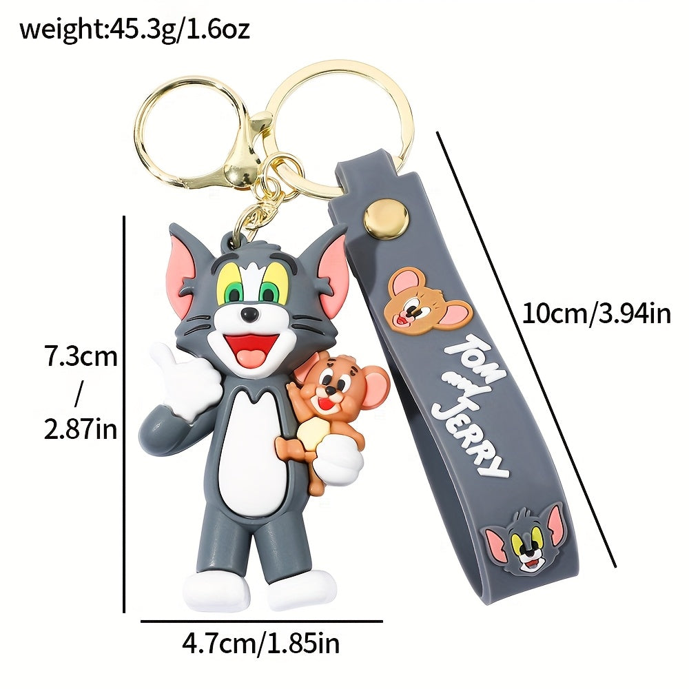 Cartoon cute cat and mouse keychain, cartoon design, cute backpack ornament, car decoration accessories, cute decorations, cat and mouse keychain with vivid design, ideal gift for all occasions