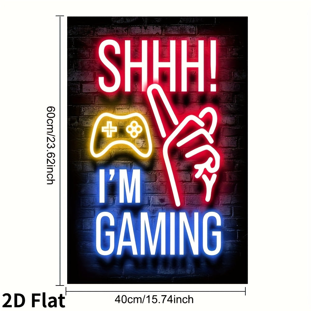 1pc Neon Gaming Poster Canvas Art for Esports Room, Game Hall, And Boys' Bedroom Wall Decoration