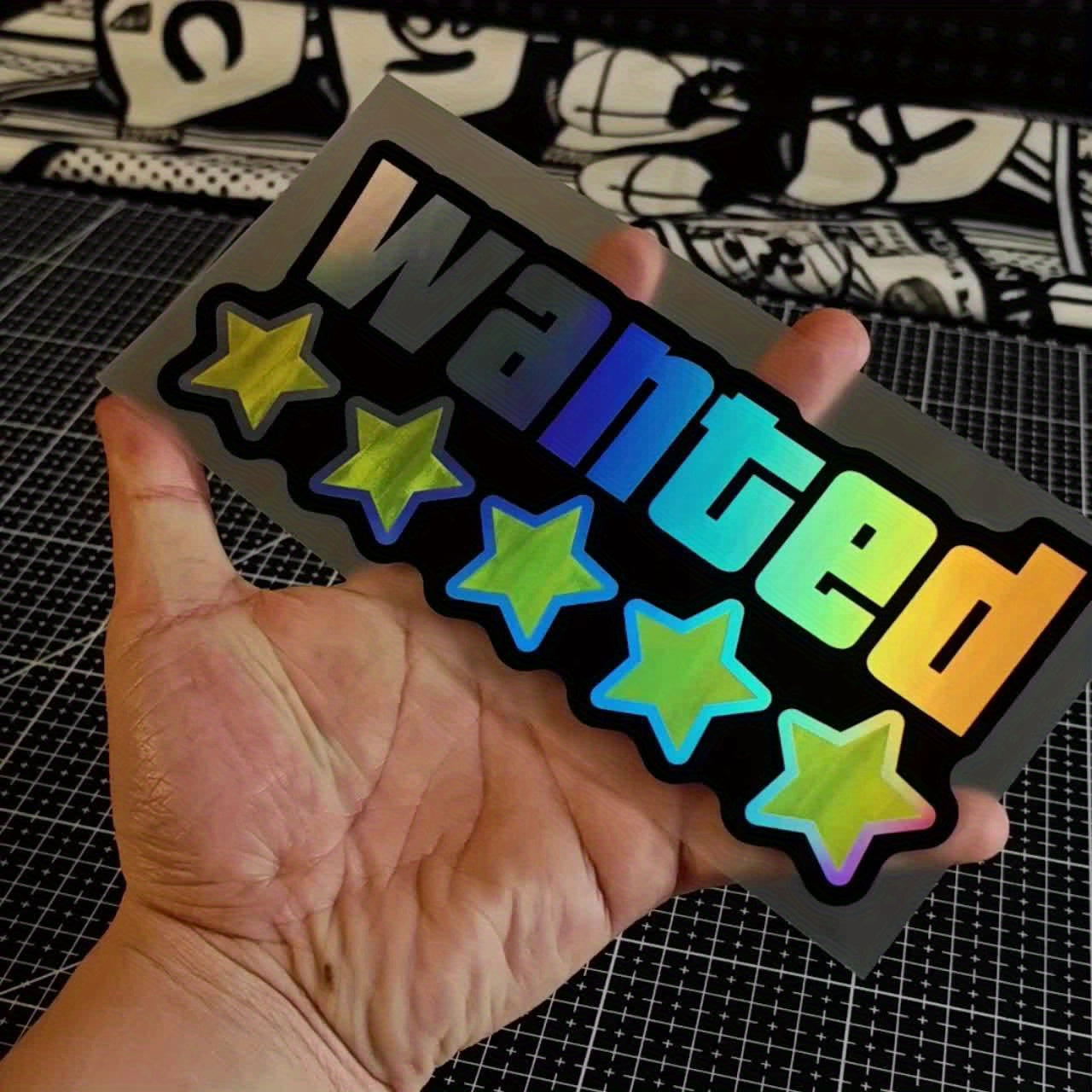 1pc Wanted Waterproof Vinyl Decal Limited Edition Five-Star WANTED Laser-Cut Window and Bumper Sticker Set