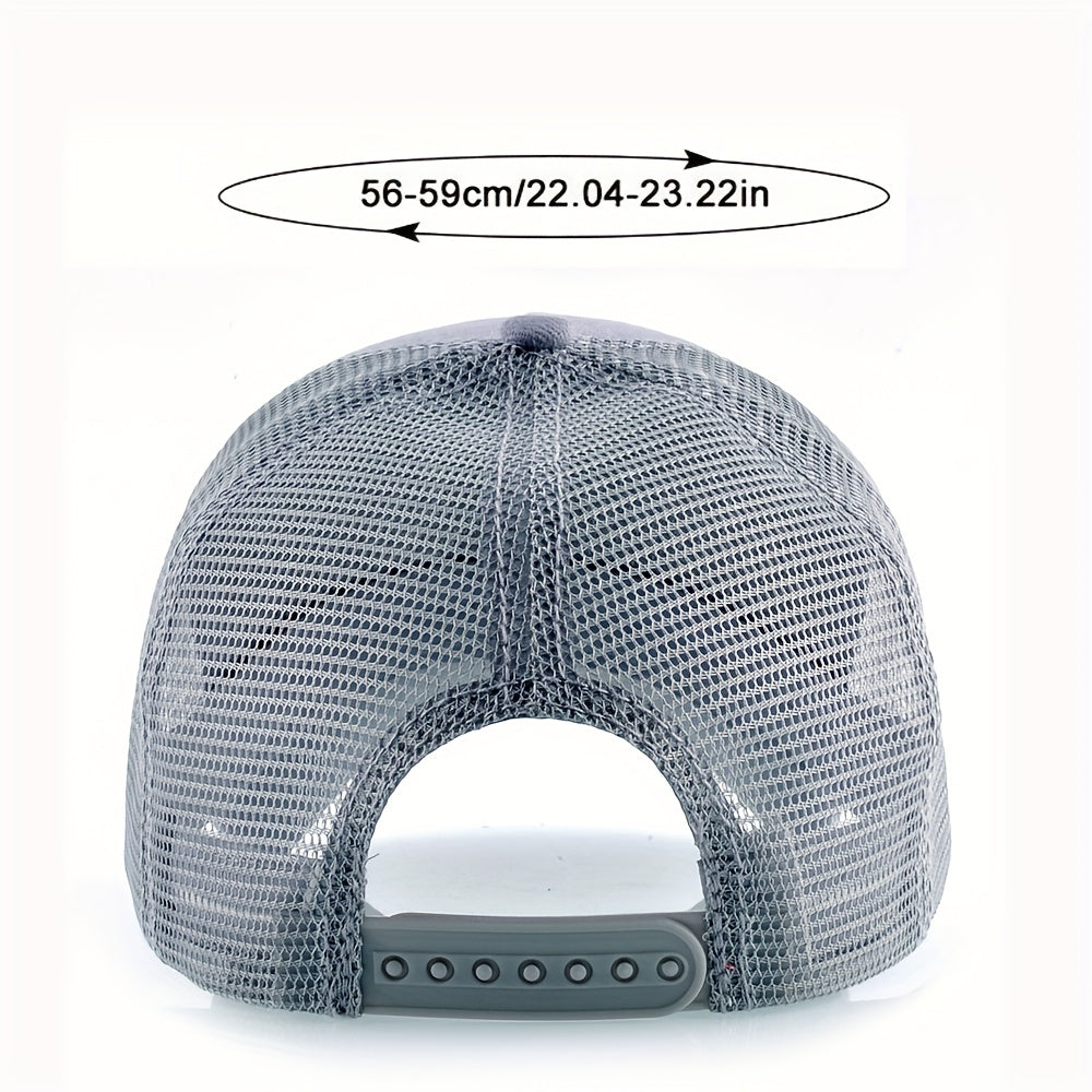 1pc Scorpion Embroidered Trucker Hat - Breathable Mesh Baseball Cap with Adjustable Strap, Gray Casual Sunshade for Men, Breathable Cap | Casual Style Hat | Mesh Back Hat