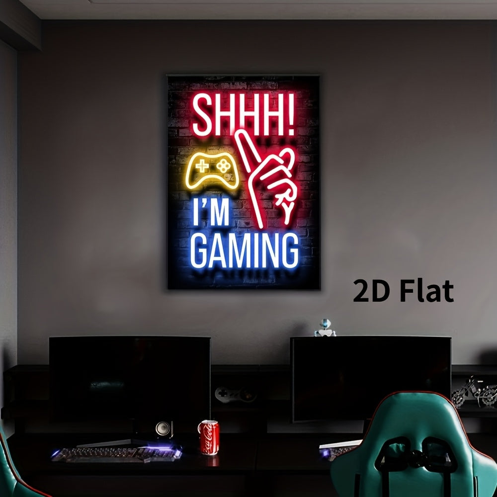1pc Neon Gaming Poster Canvas Art for Esports Room, Game Hall, And Boys' Bedroom Wall Decoration