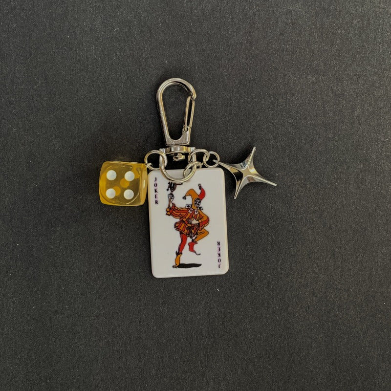 1pc Stylish Ladies' Bag Pendant Keychain Accessory - Playing Card Design with Star Charm, Acrylic & Alloy Material, Perfect for Valentine's Day Gifts, New Year's Presents, Car Pendants, and Everyday Use, Everyday Keychain | W