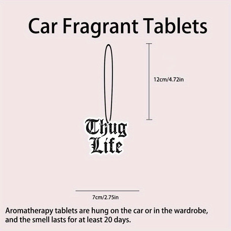 [Home Relaxation] Thug Life Car Air Freshener - Aromatherapy Tablet, Rearview Mirror Hanging Decor, Paper Scented Charm, Vehicle Interior Accessory