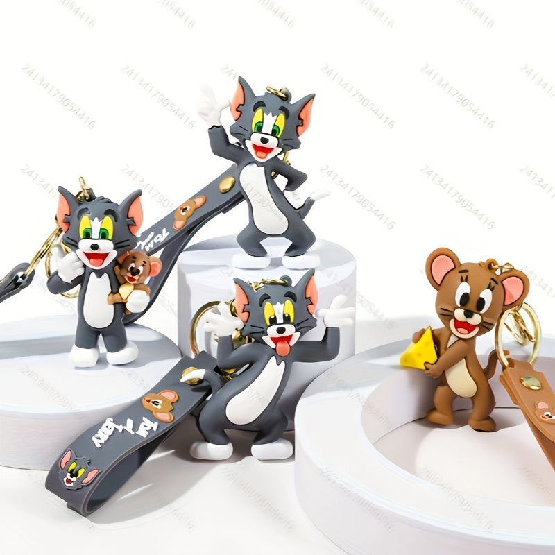 Cartoon cute cat and mouse keychain, cartoon design, cute backpack ornament, car decoration accessories, cute decorations, cat and mouse keychain with vivid design, ideal gift for all occasions
