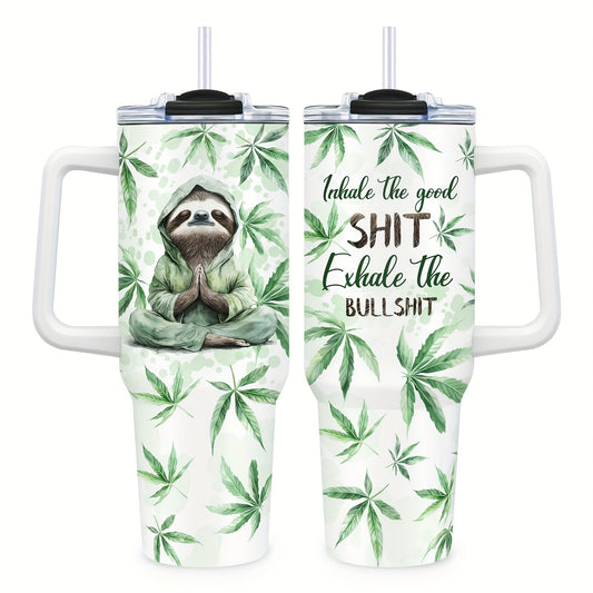 Sloth Animal Print 40 Oz Stainless Steel Insulated Tumbler with Handle, Lid & Straw - Hand Wash, Double Wall Vacuum Insulated, Reusable Coffee Mug - Multipurpose, Festive Gift for Christmas, Thanksgiving, Mother's Day, Gradua