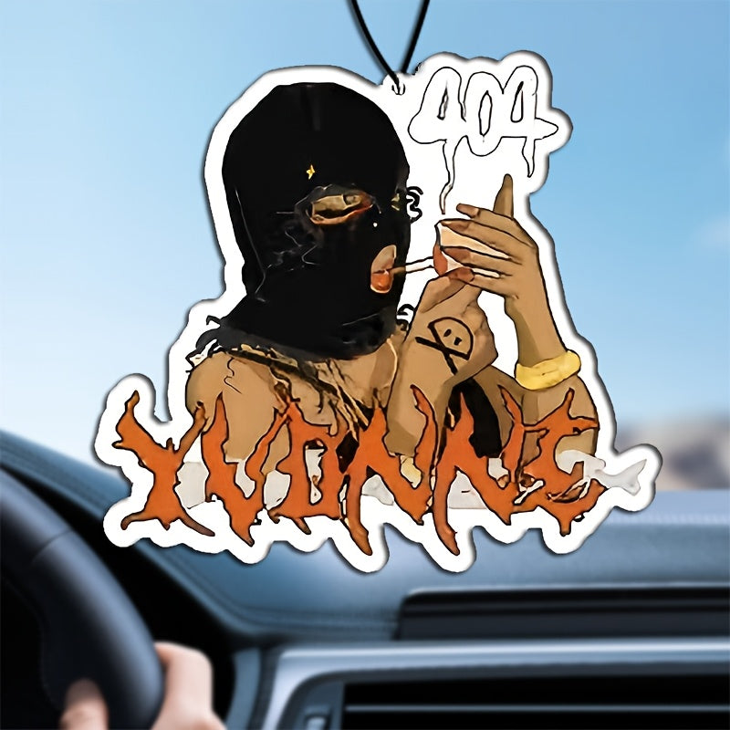 404 Aromatherapy Car Air Freshener, Black Mask Design, Paper Scented Hanging Ornament for Rearview Mirror, Vehicle Interior Accessory, Closet Air Freshener, No Alcohol, Long-Lasting Fragrance
