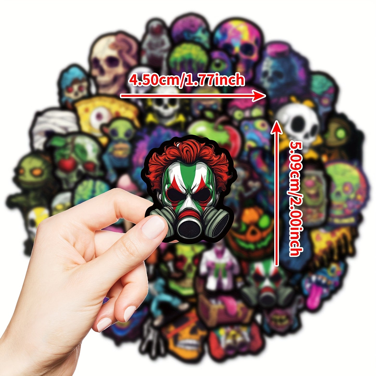50pcs Glow-in-the-Dark Skull Stickers - Spooky Halloween Vinyl Decals for Phone Cases, Laptops, Luggage & Water Bottles - Reusable, Colorful & Creepy Designs, Halloween Accessories