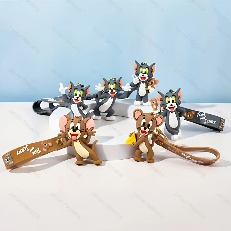 Cartoon cute cat and mouse keychain, cartoon design, cute backpack ornament, car decoration accessories, cute decorations, cat and mouse keychain with vivid design, ideal gift for all occasions