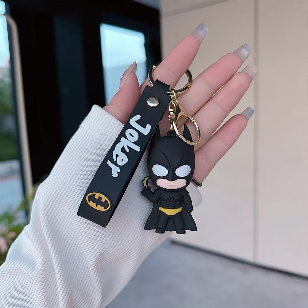 Warner Bros Batman Joker Character Keychain, Creative PVC Soft Keychain for Car Key Bag Ornaments Decoration Party Gift Women Daily Use
