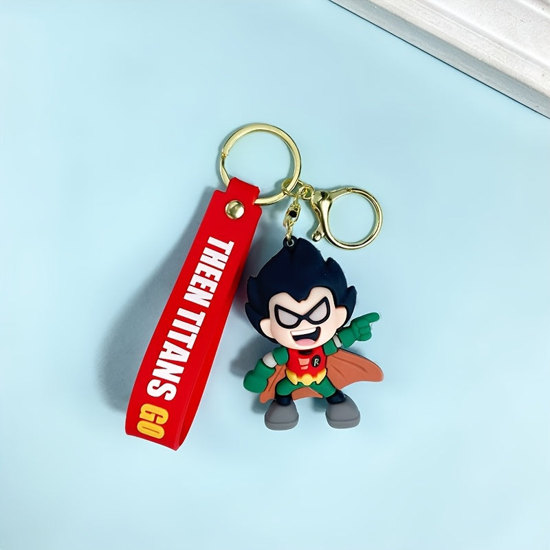 WB Teen Titans Go! Couple Keychain - Cute Cartoon Anime Character Keychain Pendant with Superhero Design, Durable Collectible Gift for Fans, Backpack & Bag Accessories