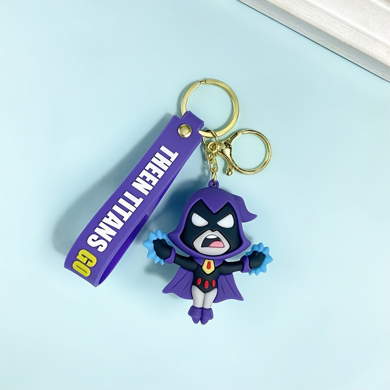WB Teen Titans Go! Couple Keychain - Cute Cartoon Anime Character Keychain Pendant with Superhero Design, Durable Collectible Gift for Fans, Backpack & Bag Accessories