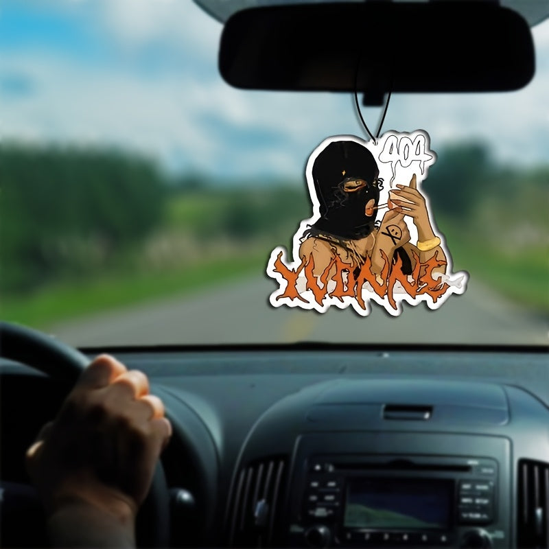 404 Aromatherapy Car Air Freshener, Black Mask Design, Paper Scented Hanging Ornament for Rearview Mirror, Vehicle Interior Accessory, Closet Air Freshener, No Alcohol, Long-Lasting Fragrance