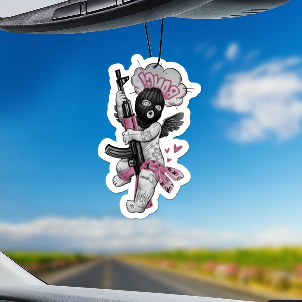 Masked Angel Car Air Freshener, Hanging Rearview Mirror Car Fragrance Pendant, In-Car Freshener Pendant, Paper Car Air Freshener Pendant, Suitable for All Models, A Perfect Owner'S Gift for Friends