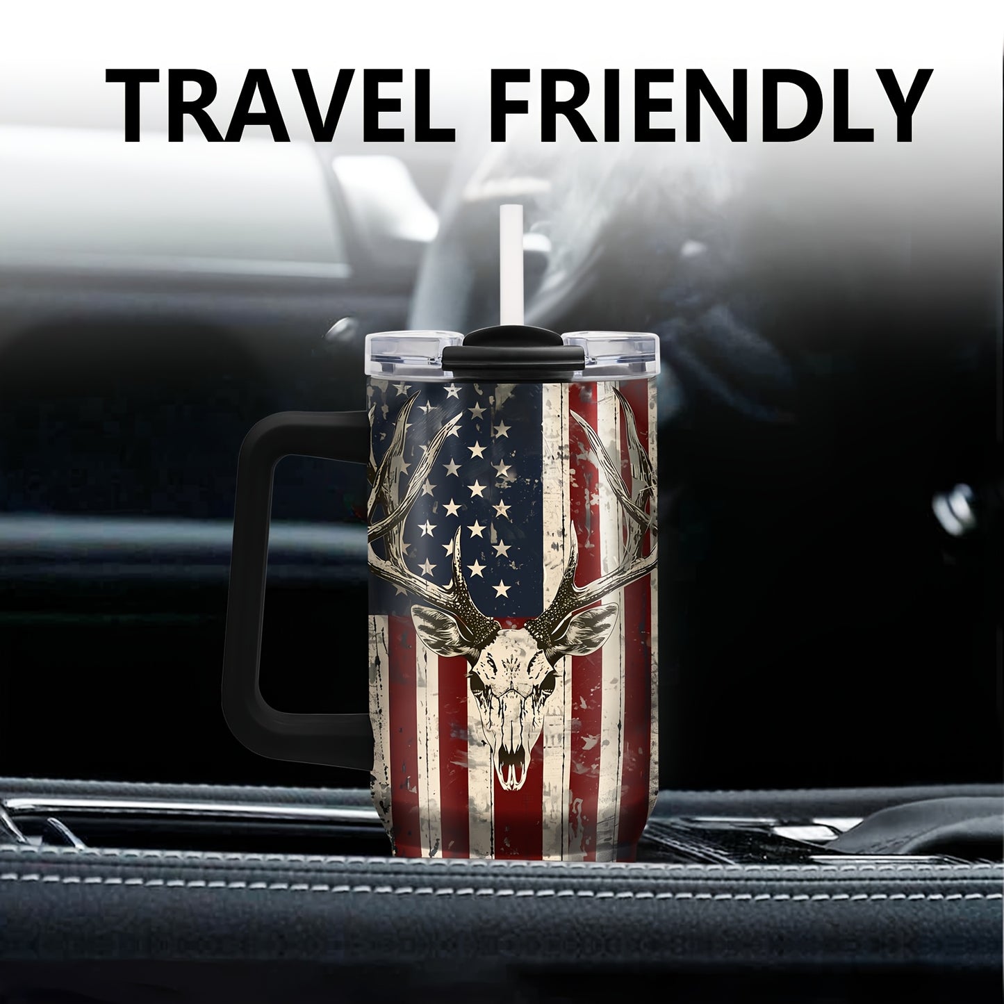 1pc American Flag Tumbler, 40Oz Stainless Steel Insulated Cup, Patriotic Flag Thermal Tumbler for Memorial Day, Veterans Day, And Presidents Election Day Travel Coffee Gifts, Christmas, Car Cup.