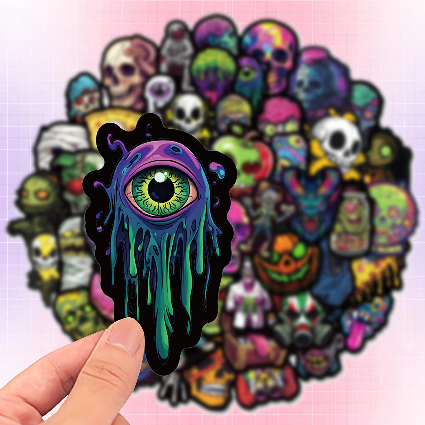 50pcs Glow-in-the-Dark Skull Stickers - Spooky Halloween Vinyl Decals for Phone Cases, Laptops, Luggage & Water Bottles - Reusable, Colorful & Creepy Designs, Halloween Accessories