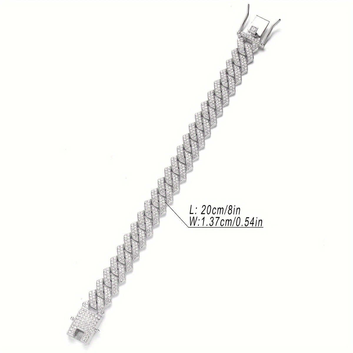 3pcs Fashion Bling Rhinestone Cuban Chain Bracelet For Women Men, Hip Hop Iced Out Thick Link Chain Bracelet Jewelry