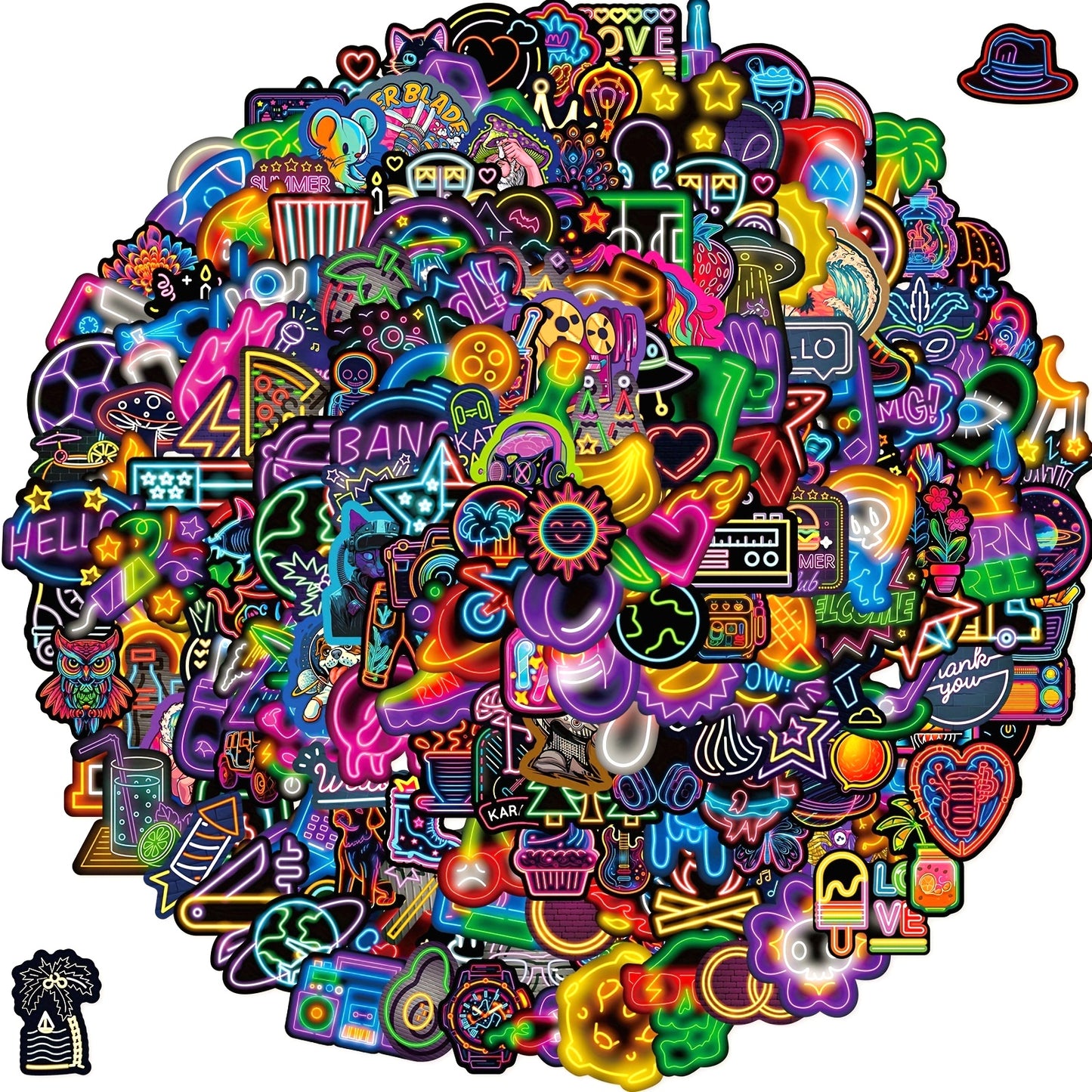 200pcs Dopamine Neon Mixed Stickers, Colorful Graffiti Stickers For Motorcycle Luggage Refrigerator Easter gift