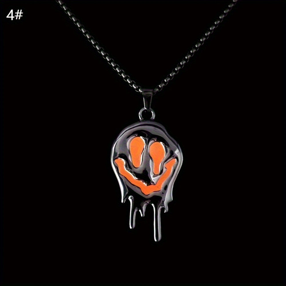 Punk Style Glowing Pendant Necklace in White, Synthetic November Birthstone, Zinc Alloy, No Plating, Fashion Trend Accessory, Gothic Hip Hop Jewelry for Halloween, Unisex Birthday Gift