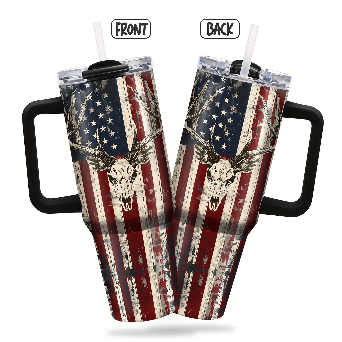 1pc American Flag Tumbler, 40Oz Stainless Steel Insulated Cup, Patriotic Flag Thermal Tumbler for Memorial Day, Veterans Day, And Presidents Election Day Travel Coffee Gifts, Christmas, Car Cup.