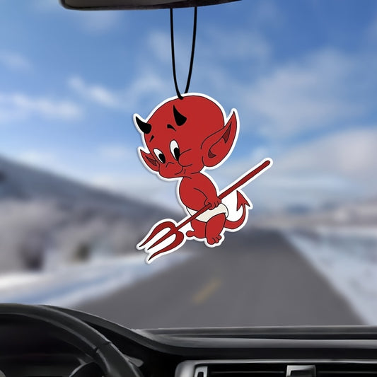 Little Devil Car Aromatherapy Tablet, Paper Scented Air Freshener, Rearview Mirror Hanging Decor, Wardrobe Perfume Pendant, Interior Accessory