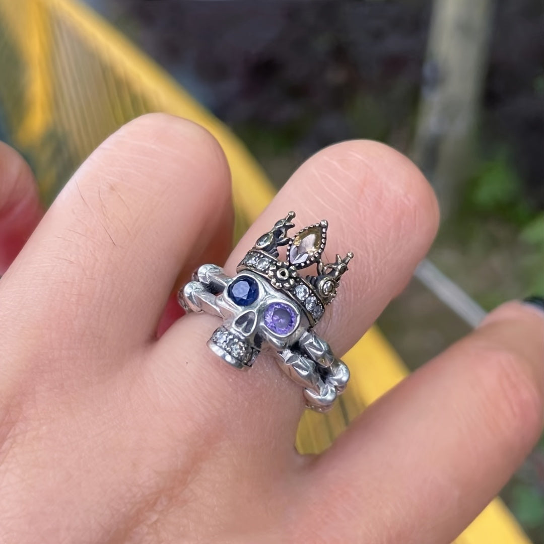 1pc Vintage Gothic Style Flip Skull Ring, Unisex Open Ring, Hip-Hop Trendy Skeleton Design, Punk Dark Series, Suitable for Men and Women