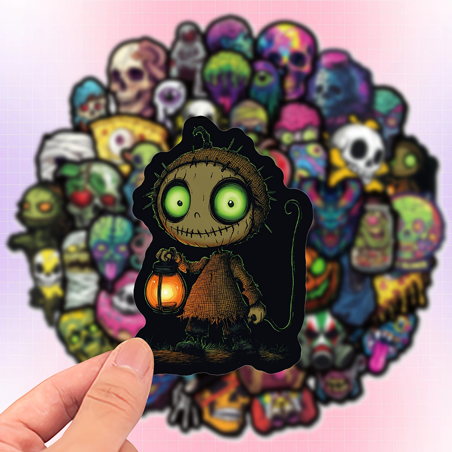 50pcs Glow-in-the-Dark Skull Stickers - Spooky Halloween Vinyl Decals for Phone Cases, Laptops, Luggage & Water Bottles - Reusable, Colorful & Creepy Designs, Halloween Accessories