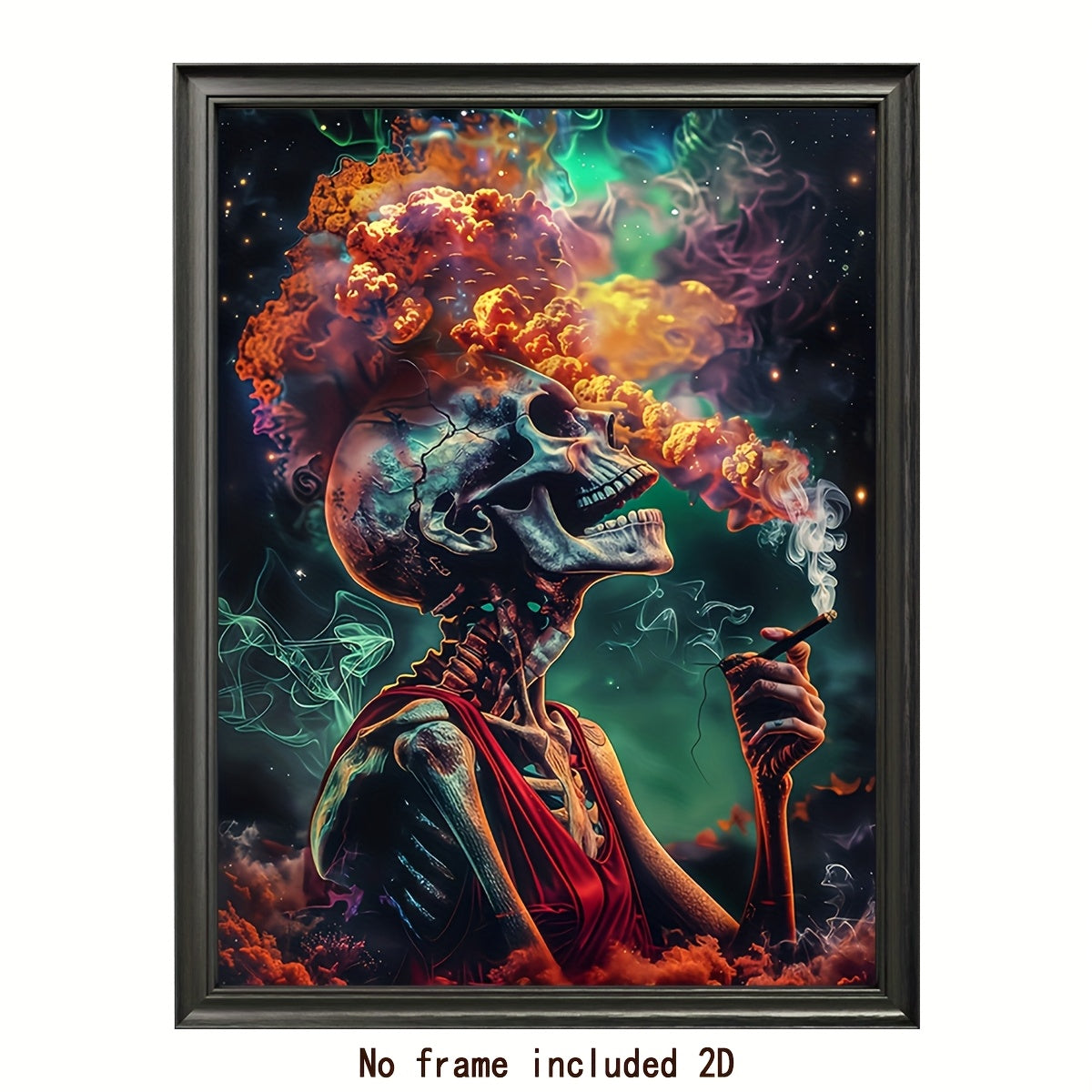 Smoking Skull & Vibrant Smoke Canvas Art, 30.48x40.64cm - Frameless Wall Decor for Home, Office, Cafe | Perfect for Bedroom, Living Room, Bathroom, Perfect for Room Decor