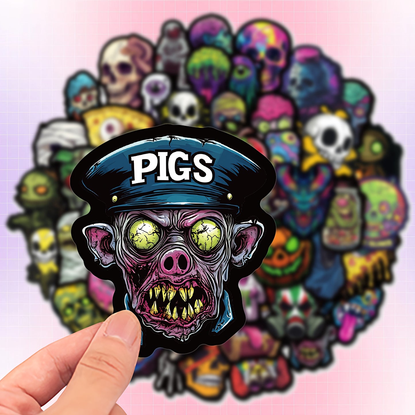 50pcs Glow-in-the-Dark Skull Stickers - Spooky Halloween Vinyl Decals for Phone Cases, Laptops, Luggage & Water Bottles - Reusable, Colorful & Creepy Designs, Halloween Accessories
