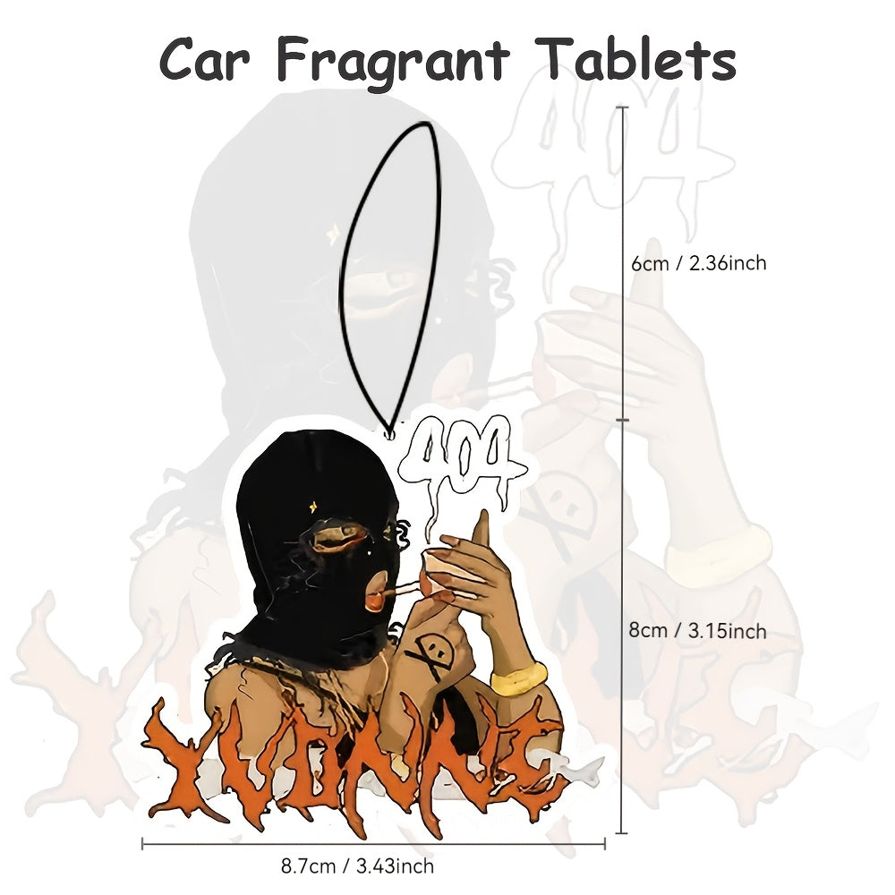 404 Aromatherapy Car Air Freshener, Black Mask Design, Paper Scented Hanging Ornament for Rearview Mirror, Vehicle Interior Accessory, Closet Air Freshener, No Alcohol, Long-Lasting Fragrance