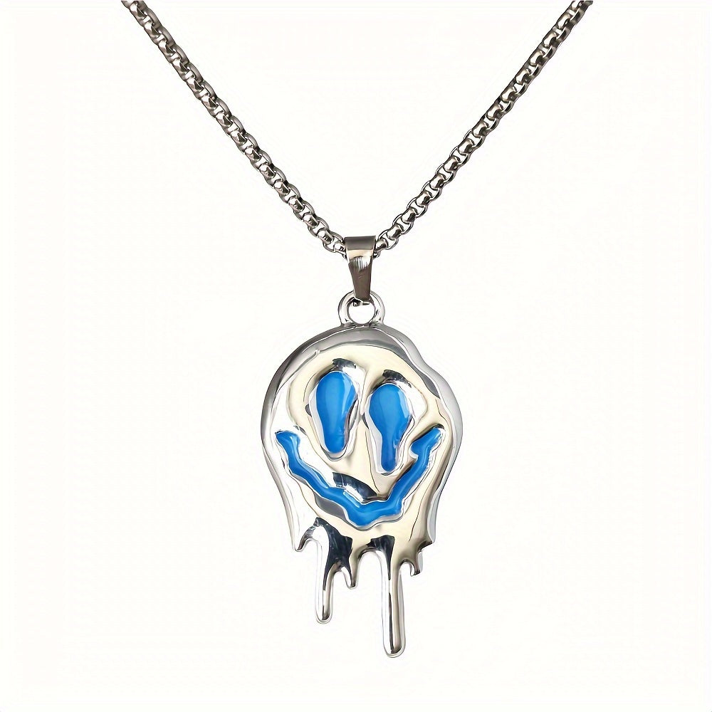 Punk Style Glowing Pendant Necklace in White, Synthetic November Birthstone, Zinc Alloy, No Plating, Fashion Trend Accessory, Gothic Hip Hop Jewelry for Halloween, Unisex Birthday Gift