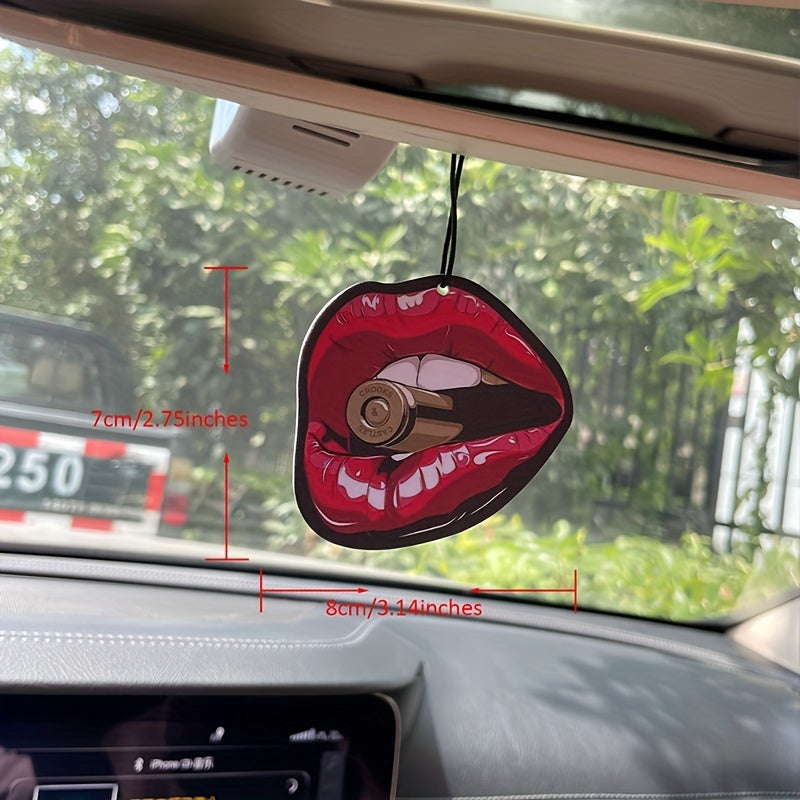 Chic Red Lips Car Air Freshener - Scented Diffuser for Vehicle Rearview Mirror, Wardrobe & Home Decor (No Fragrance Included)