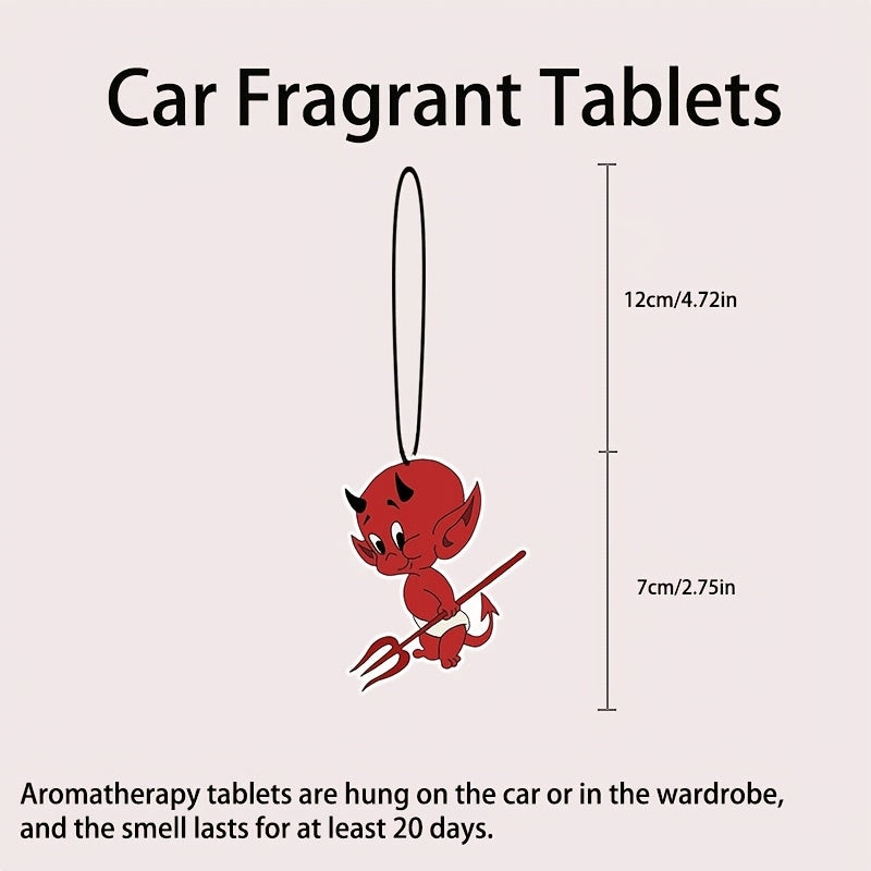 Little Devil Car Aromatherapy Tablet, Paper Scented Air Freshener, Rearview Mirror Hanging Decor, Wardrobe Perfume Pendant, Interior Accessory