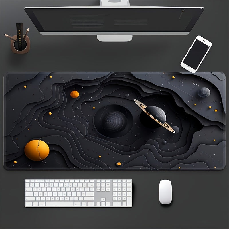 Galactic Space Planet Themed Large Gaming Mouse Pad & Desk Mat - Durable Non-Slip Rubber Base, Oblong Office Keyboard Mat with Vibrant Cosmic Design, Perfect Gift for Teens & eSports Enthusiasts, Astronaut Decor, Cosmic Aesth