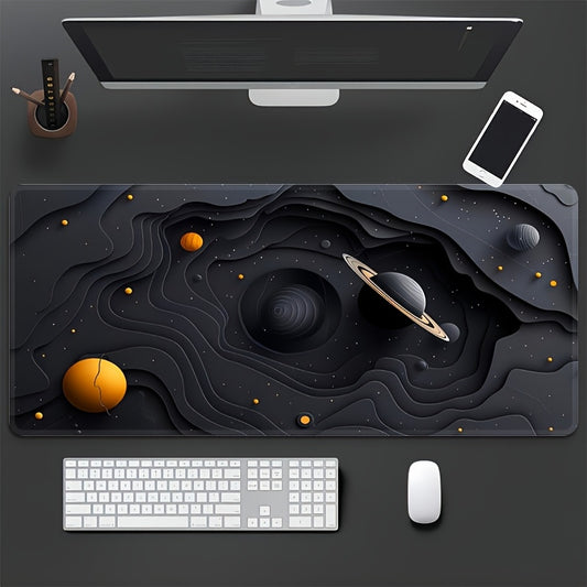 Galactic Space Planet Themed Large Gaming Mouse Pad & Desk Mat - Durable Non-Slip Rubber Base, Oblong Office Keyboard Mat with Vibrant Cosmic Design, Perfect Gift for Teens & eSports Enthusiasts, Astronaut Decor, Cosmic Aesth